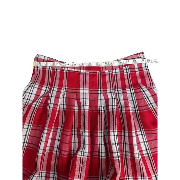 Jolie and Joy Skirt Womens Size XL Red White Plaid Pleated Skater Mini Preppy - Picture 7 of 10